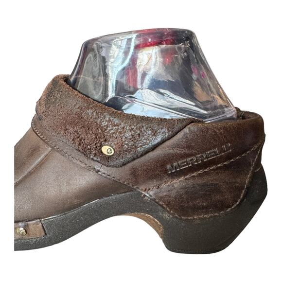 Merrell Luxe Wrap Chocolate Leather Studded Clog western Shoes size 8.5 - Picture 11 of 16